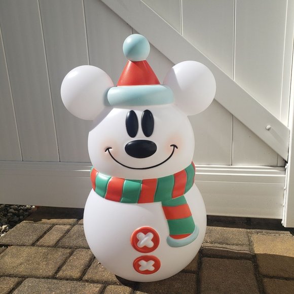 Gemmy Other - 2021 Disney Mickey Mouse Blow Mold Snowman LIGHTS UP 28" TALL Gemmy